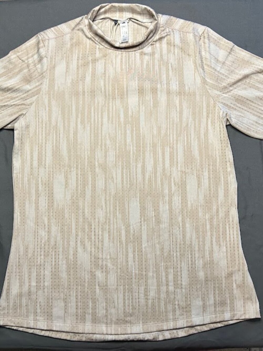 Adidas Golf Ultimate Jacquard Long Sleeve Mock Neck Top Wonder Taupe Womens M NW